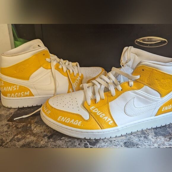Air Jordan High top Dunks Limited Edition " RISE AGAINST RACISM" Sneaker No Box - Picture 1 of 11